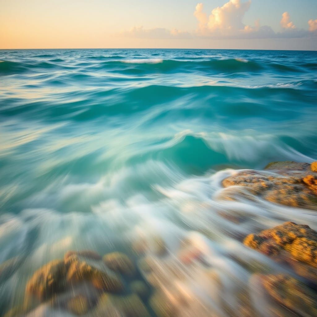 Long-exposure image of the sea at Kota Kinabalu, Malaysia