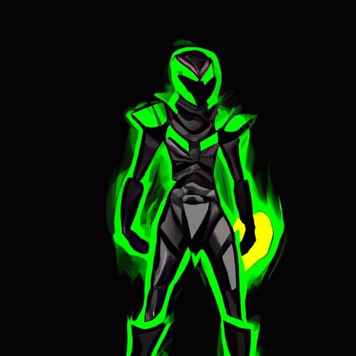 Hero in Black Armor with Neon Lightning