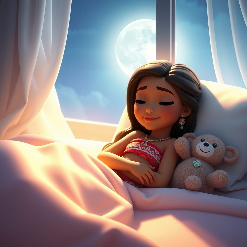 Dreamy Moana Nighttime Serenity in Vibrant Digital Art