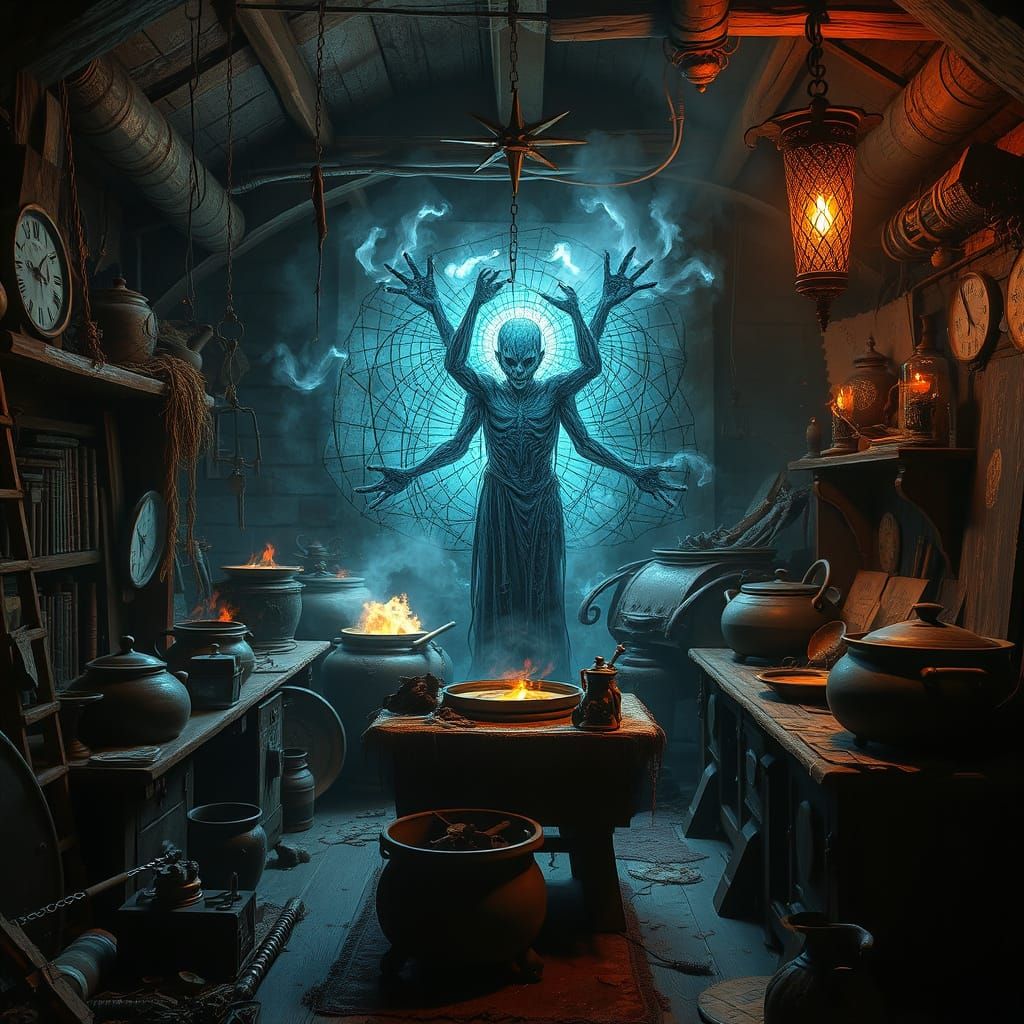 Witch's Workshop Illuminated by Cosmic Entity