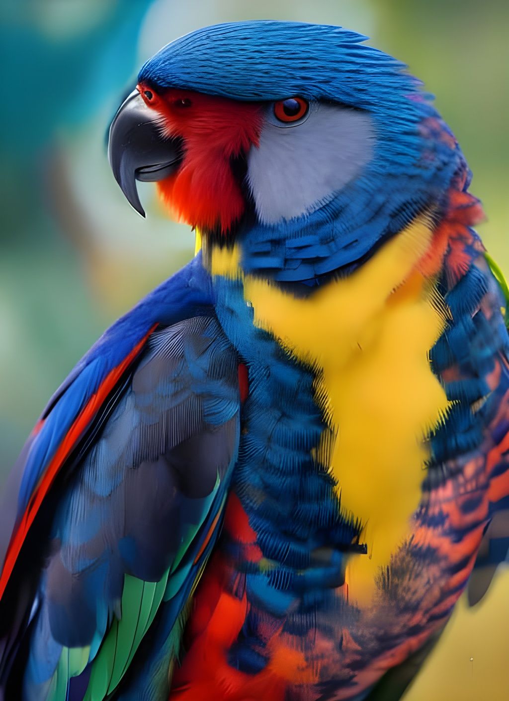 Badass Lorikeet Portrait in Fluid Gouache Style