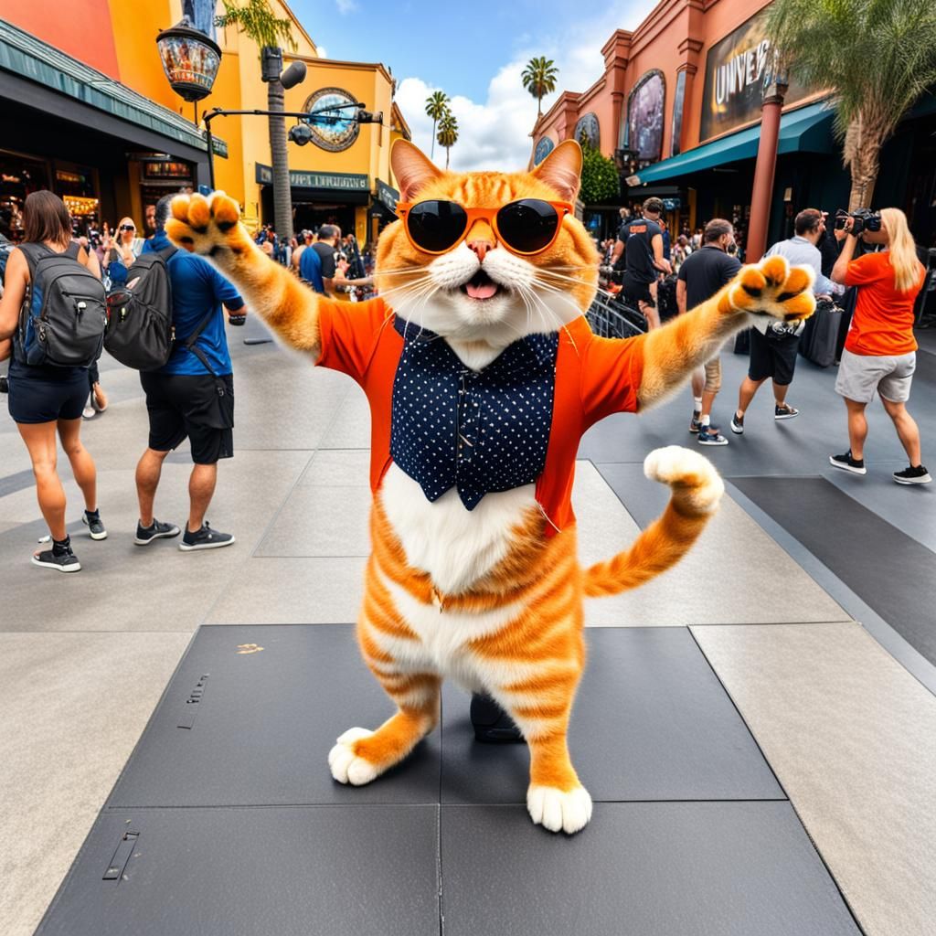 Orange Cat Tourist at Universal Studios