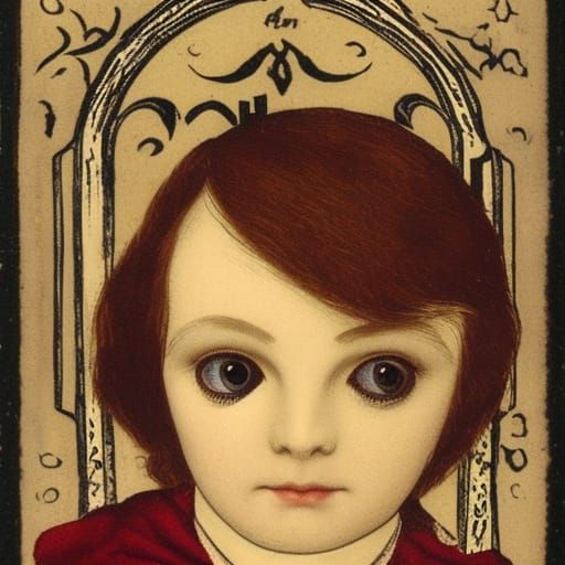 Vampire Accordionist in Pre-Raphaelite Style