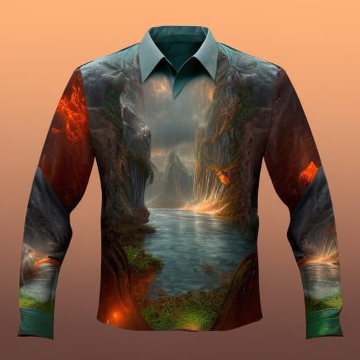 Shirt with Colorful 3D Natural World Holes