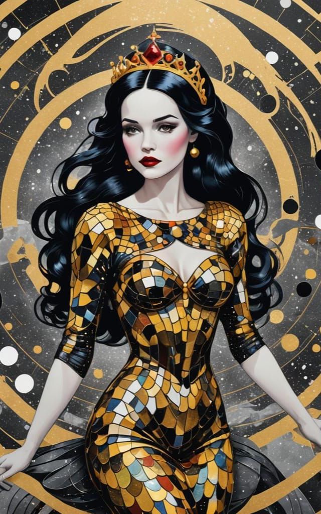 Snow White Space Mermaid in Pop Art Style