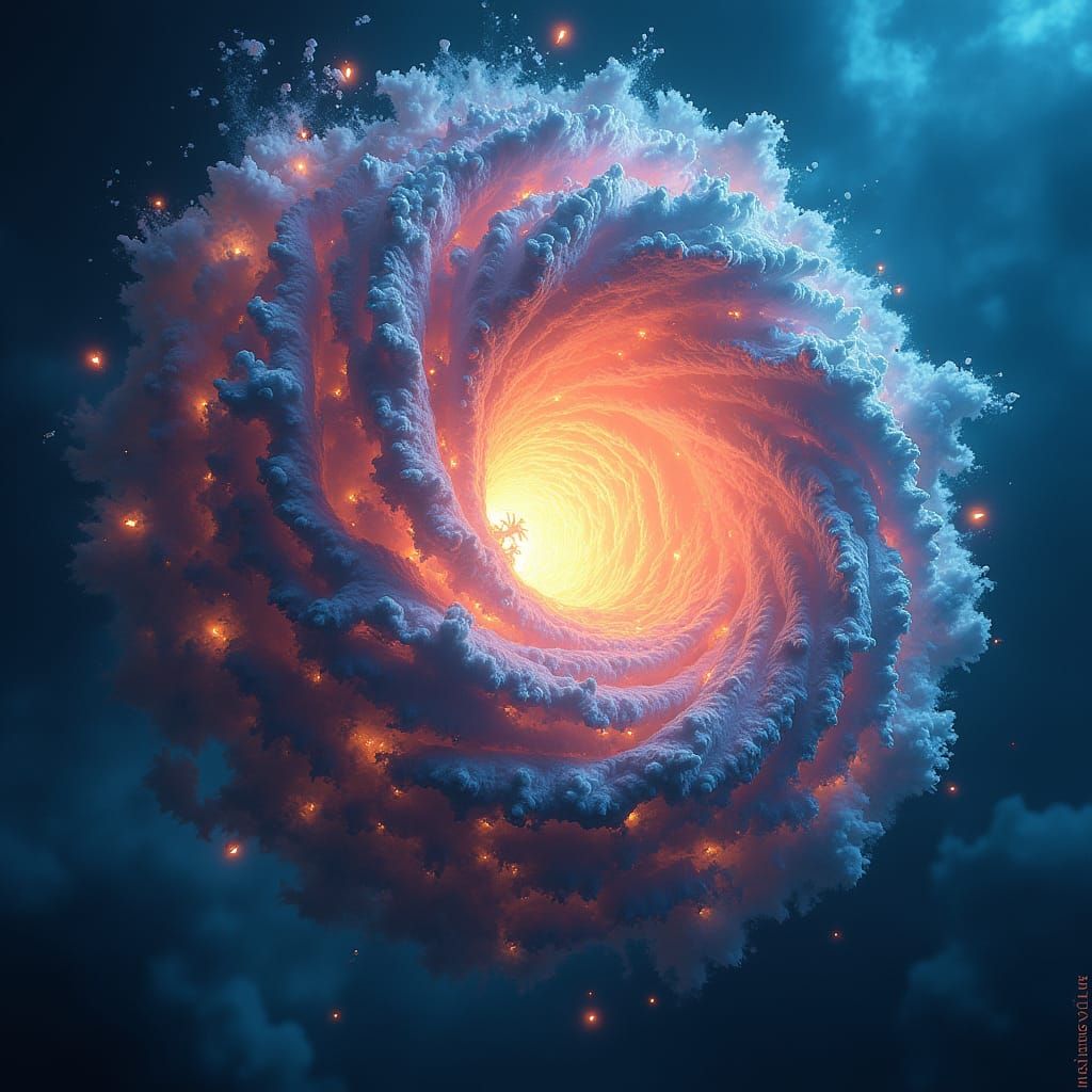 Surreal Hurricane with Crystalline Shards and Metallic Threa...