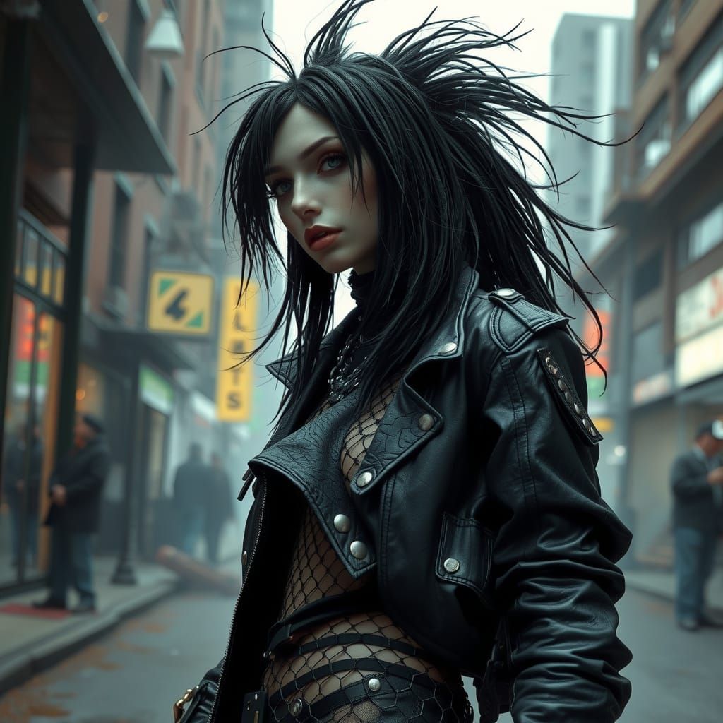 Mystical Wounded Punk Rocker in Cyberpunk Style