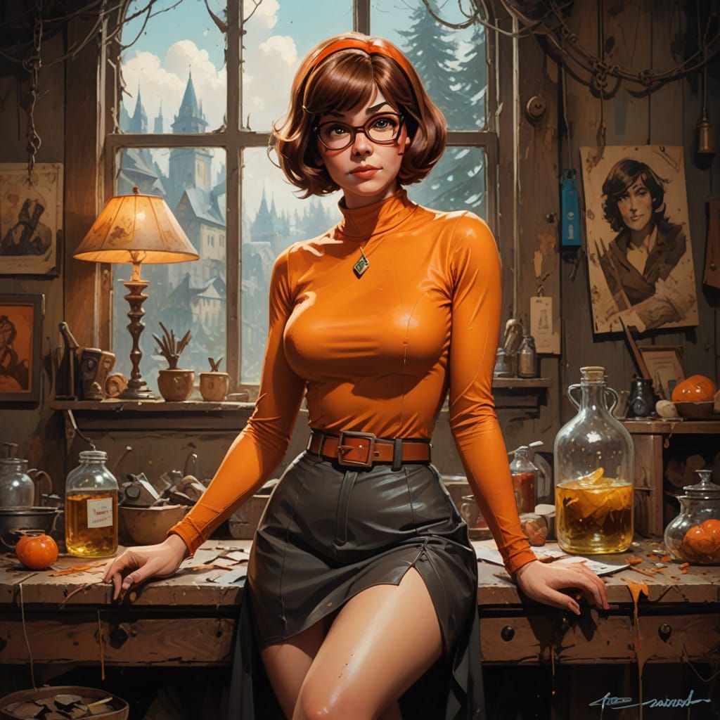 Velma in Classic Pinup Oil Painting Style