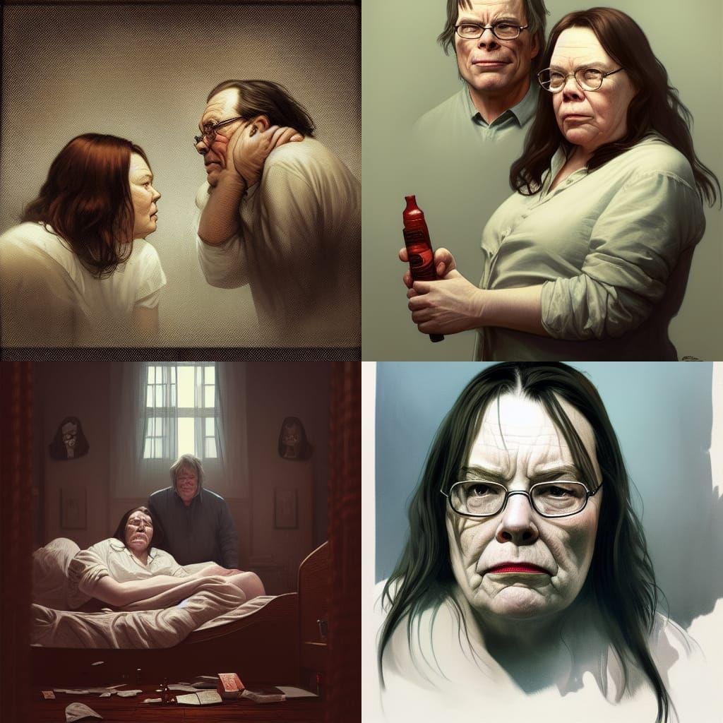 Misery: Paul Sheldon and Annie Wilkes, Hyperdetailed Portrai...