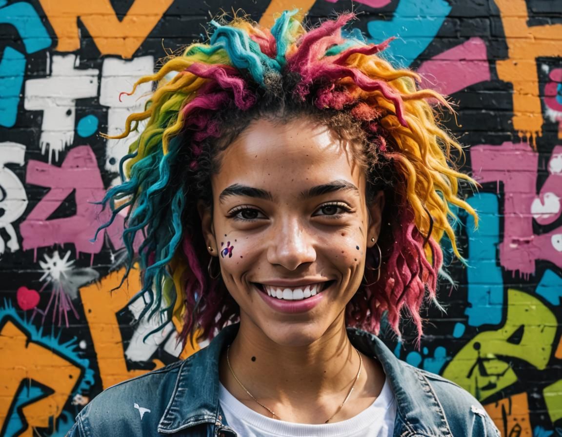 Colorful Street Art Portrait in Urban Pop Style