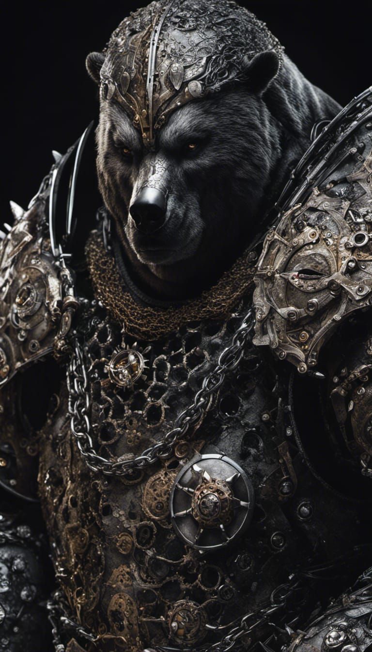 Shadow Knight Grizzly Bear in Steampunk Armor