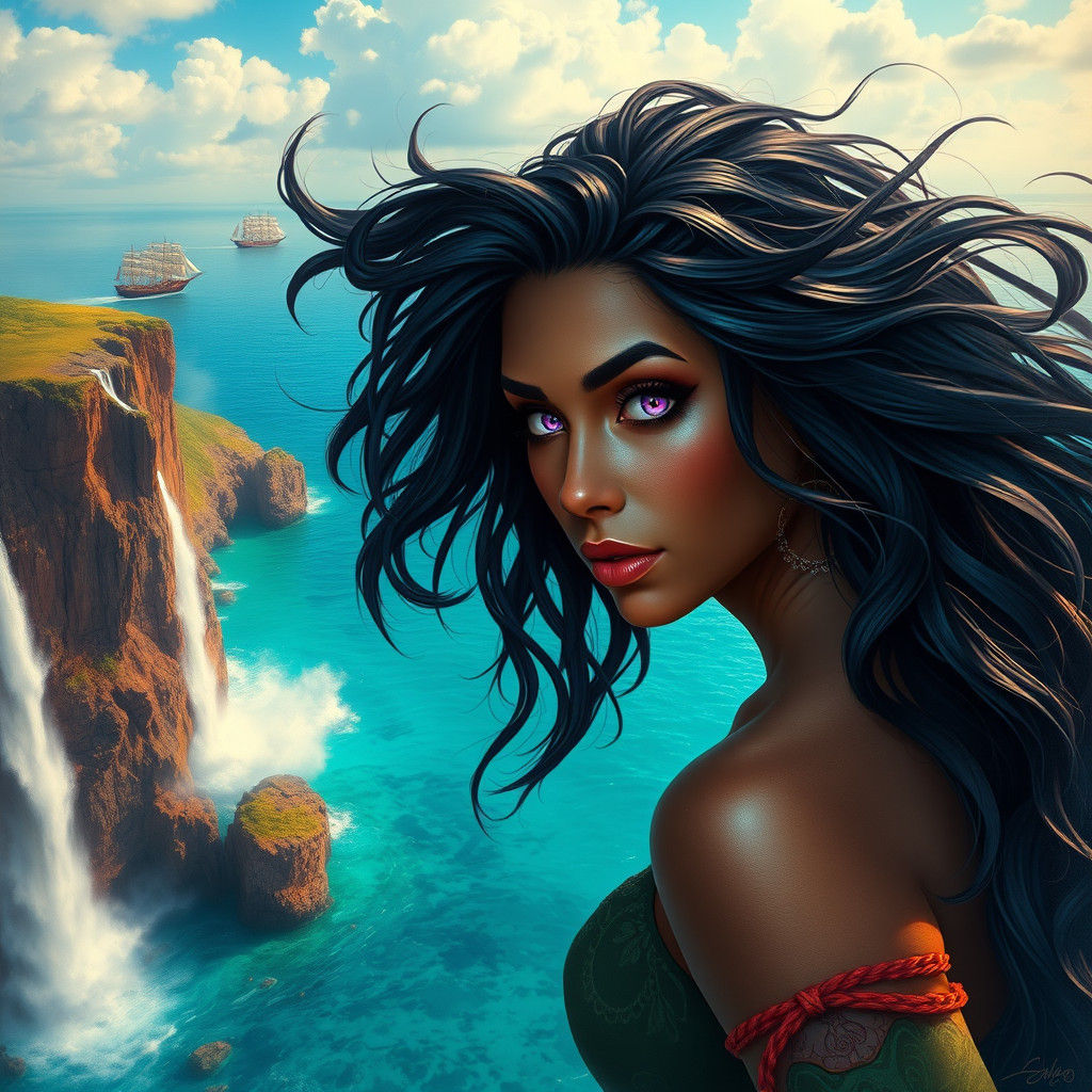 Hawaiian Sea Witch Overlook, Dreamlike Digital Art