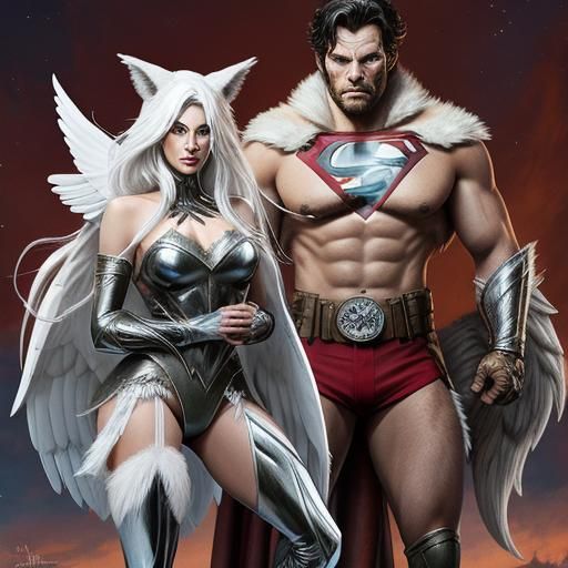 Swan-Girl and Wolf-Man Superheroes
