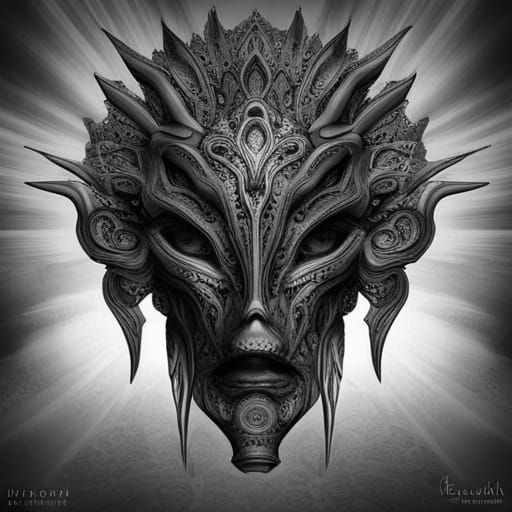 Exploding Mandala Alien Head Biomechanical 3D Model