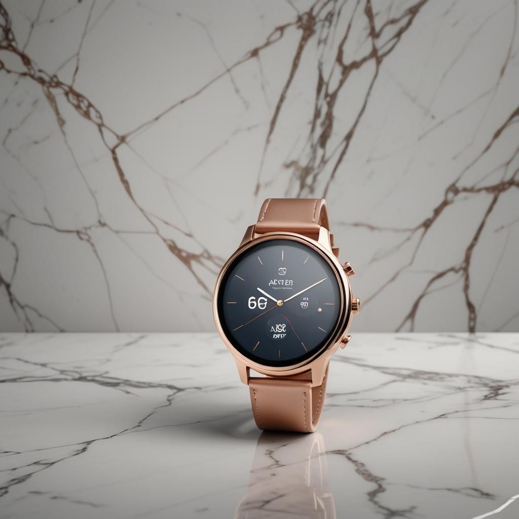 Rose Gold Smartwatch on Marble Surface