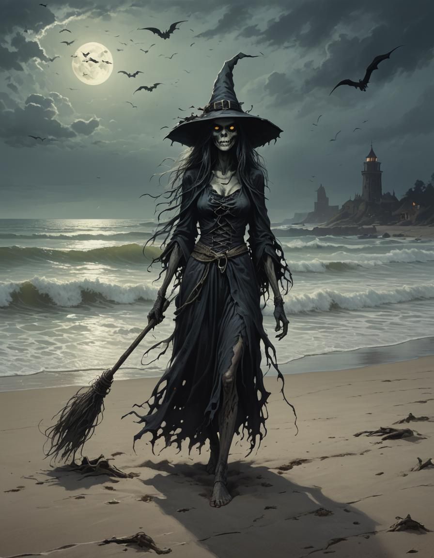 Ethereal Beach Witch in Sinister Style