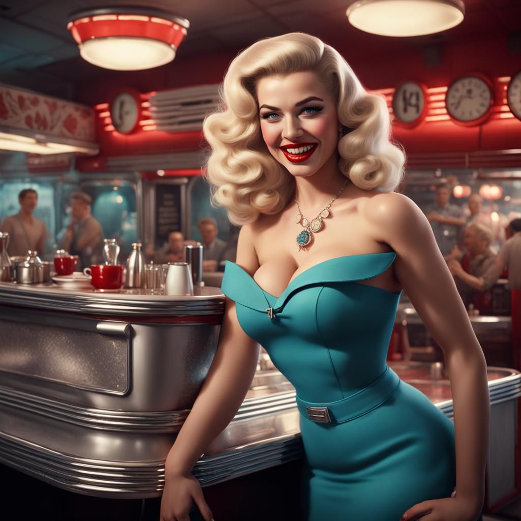 1950s Diner Pinup Girl Portrait