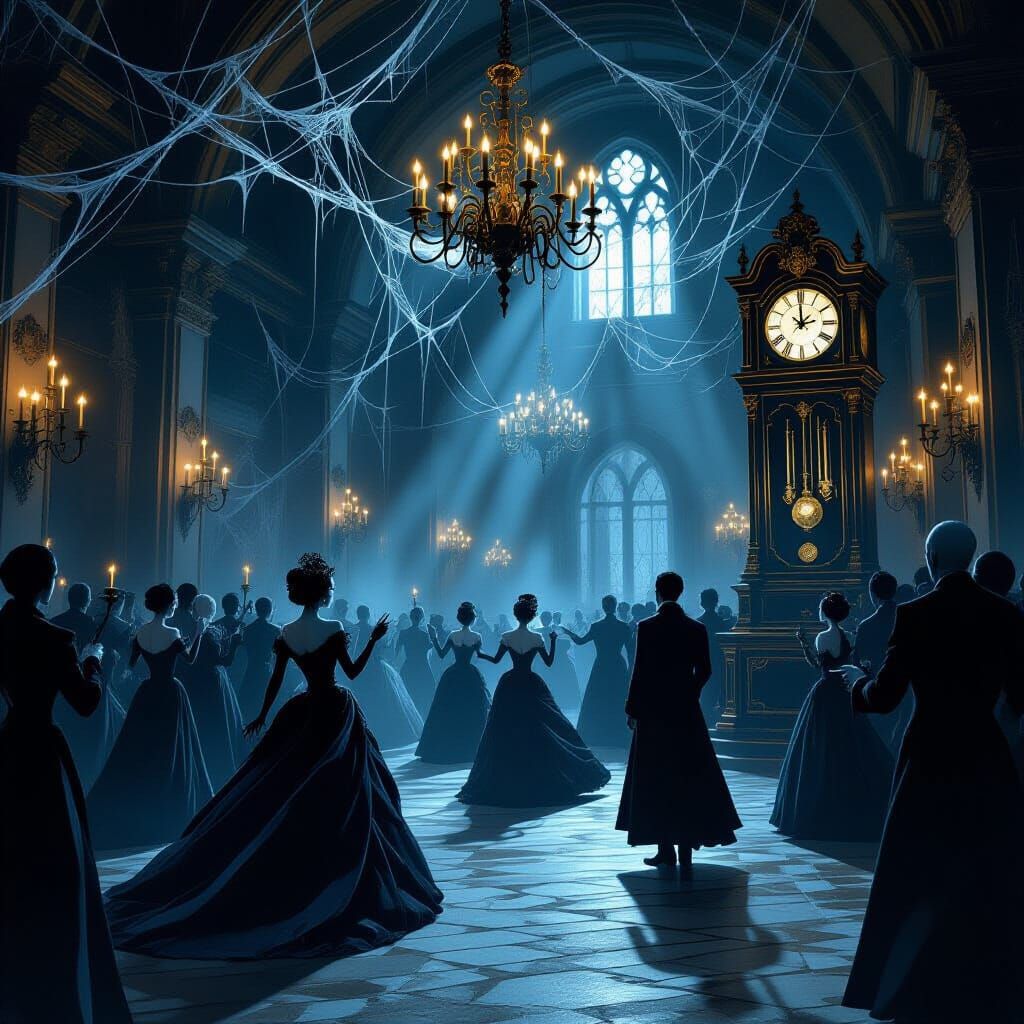 Ghostly Masquerade in Haunted Ballroom