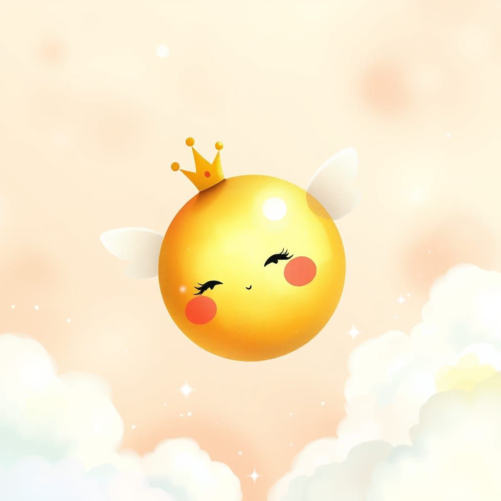 Whimsical Fruit Character in Pastel Ghibli Style