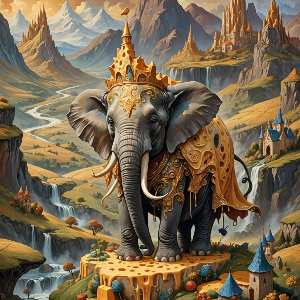 Cheese Elephant in Cheese World, Fantasy Concept Art