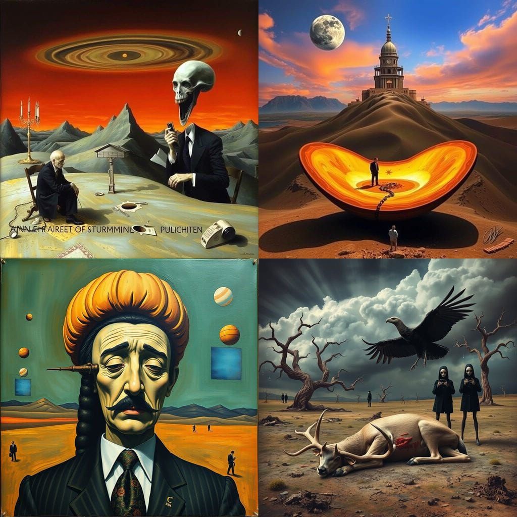 Surreal Vulture Feast in Salvador Dali Style