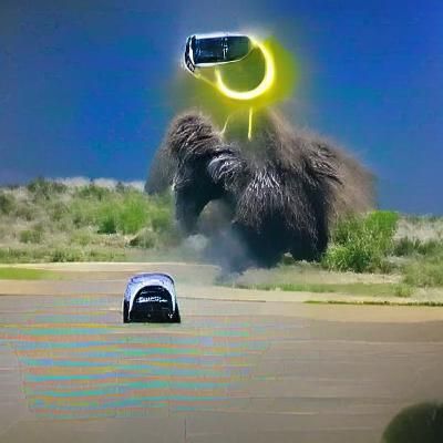 Charging Gorilla Silhouetted by Solar Eclipse