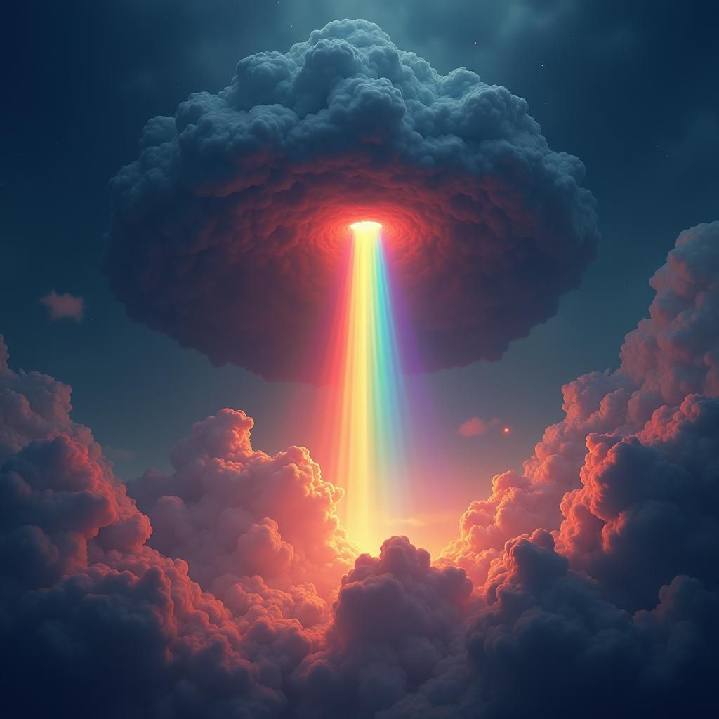 Rainbow Bursting from Cloud, Fantasy Concept Art