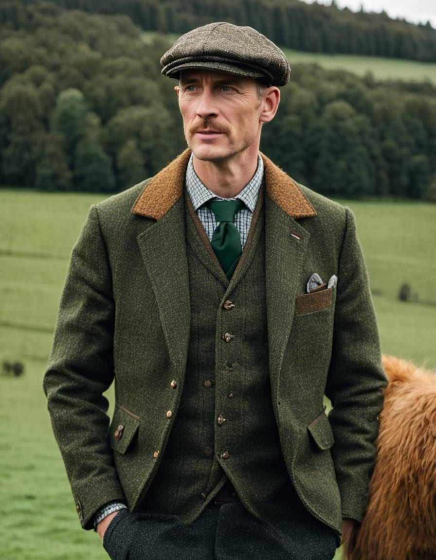 Man in Tweed Flat Cap Portrait