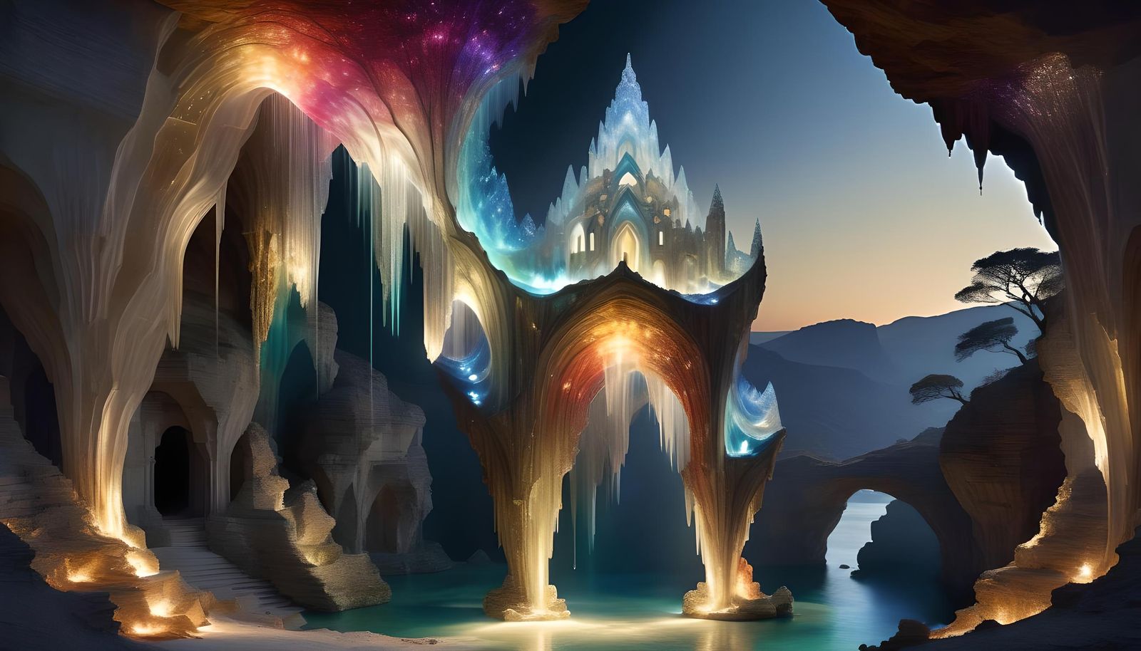 Anthropomorphic Fire Agate Speleothem in Karst Fractal