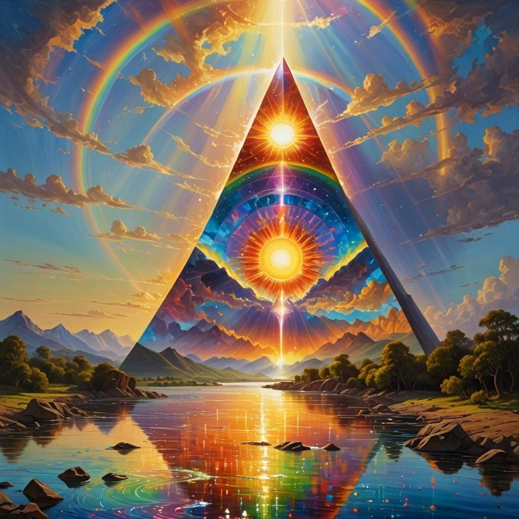 Sun Destroys River with Divine Energy, Digital Art