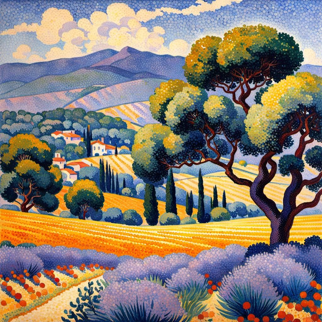Pointillist Landscape of Provence