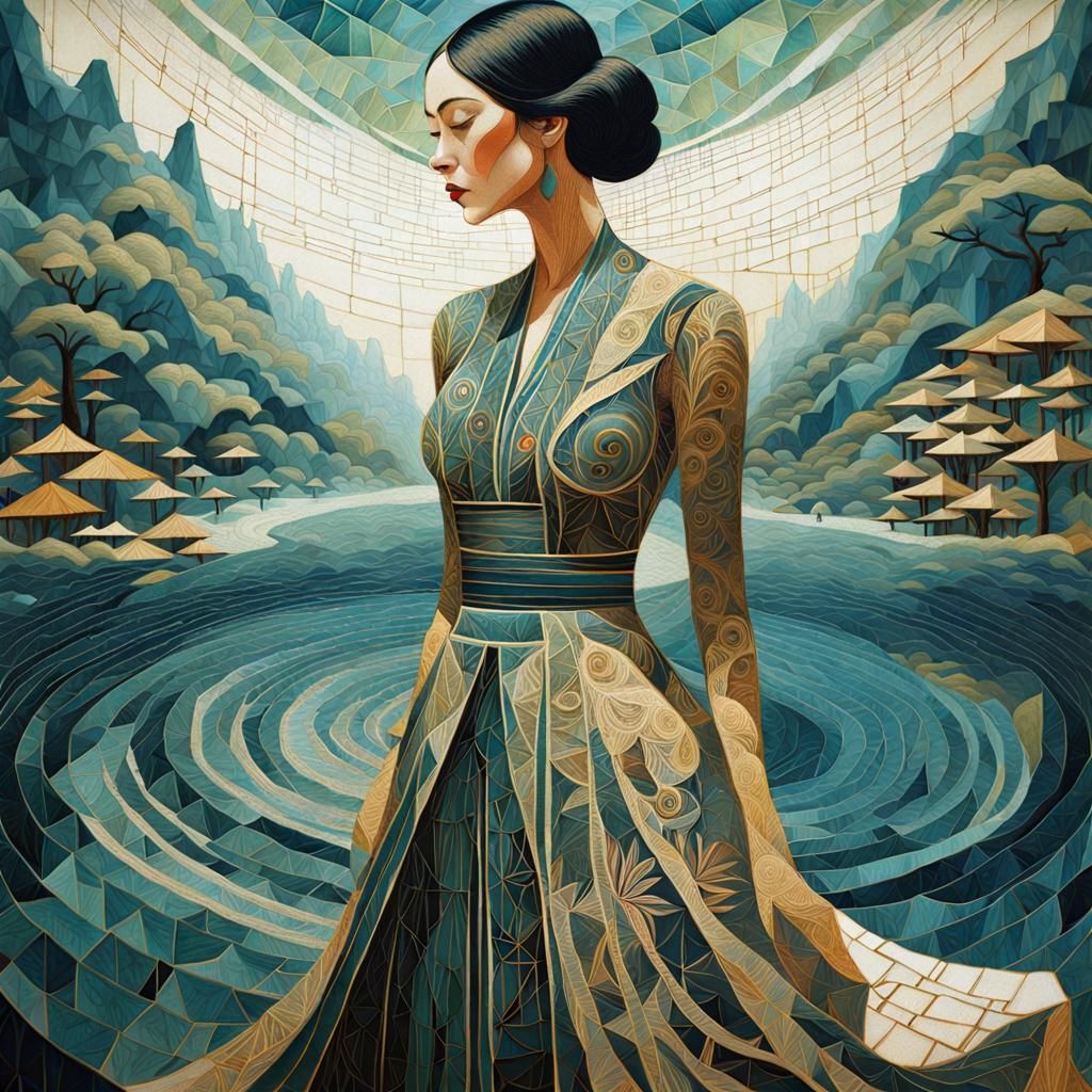 Optical Illusion: Earth Double Exposure Dress