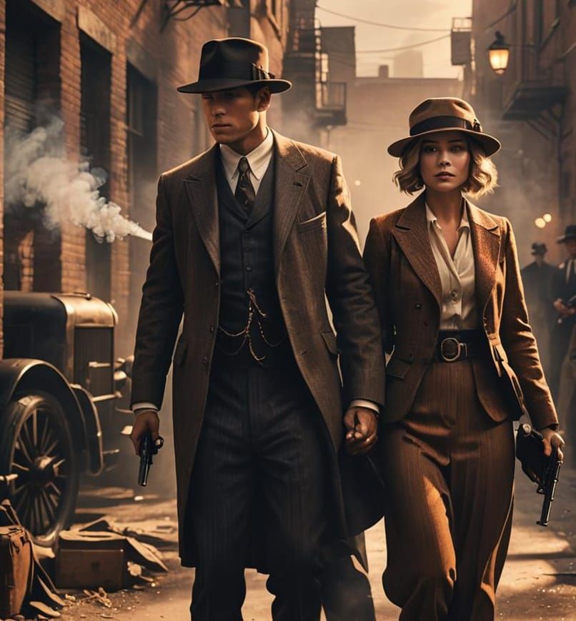 Bonnie and Clyde: Hyperdetailed 1900s Photograph