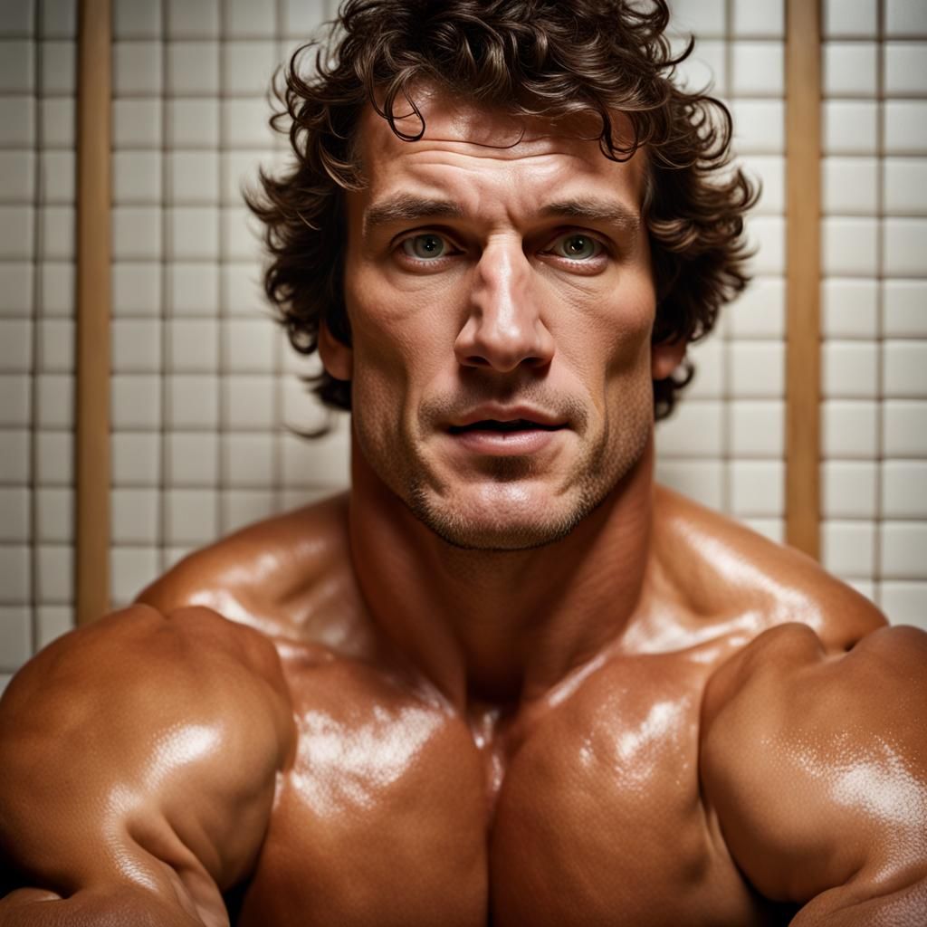 English Rugby Player Portrait in Sauna