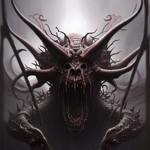 Sinister Spider Dragon God Skeleton Digital Art