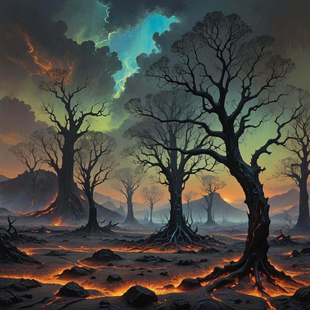 Alien Flora Thriving in Volcanic Landscape