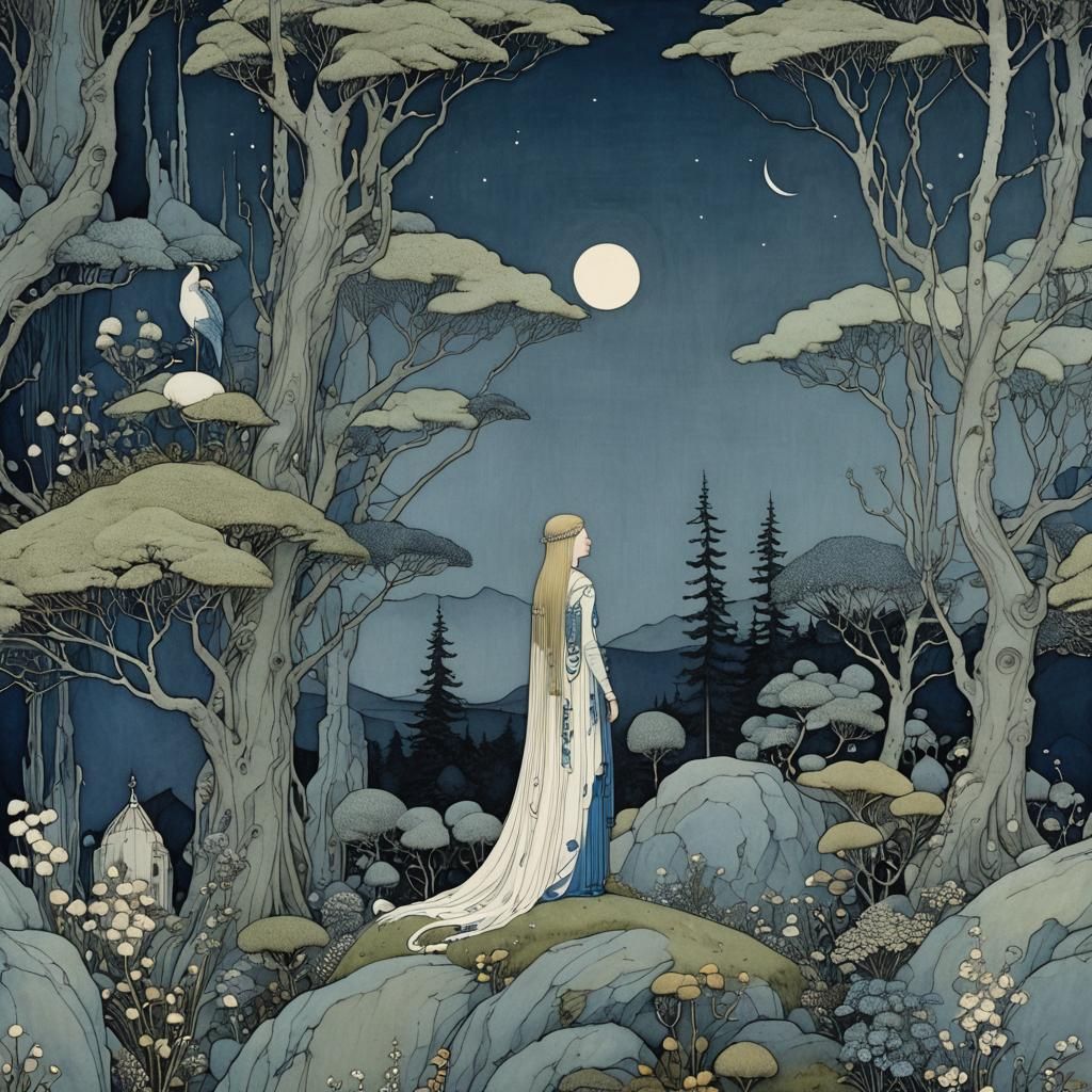 Fairytale Blue Illustration in Painterly Style