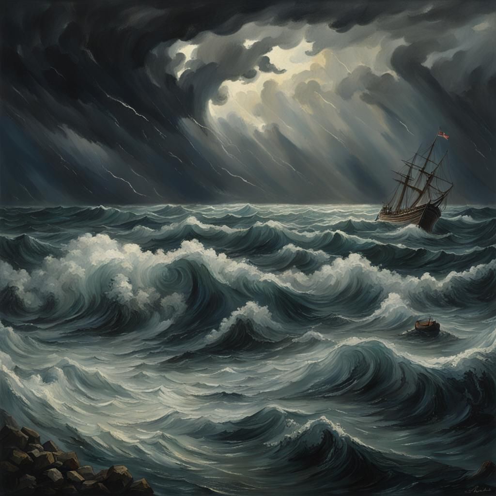 Stormy Sea Scene Generated by AI