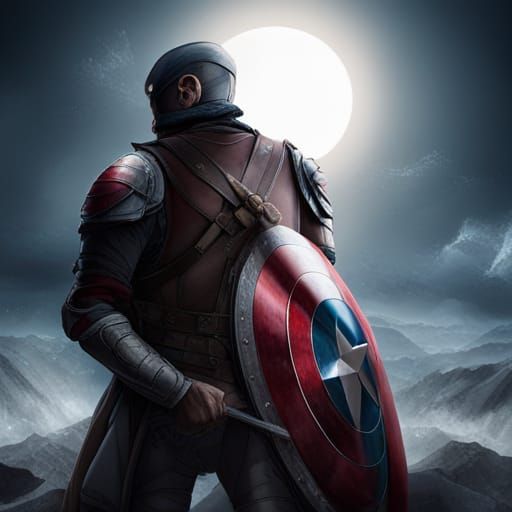 Defeated Warrior Gazing at Eclipse in Fantasy Art