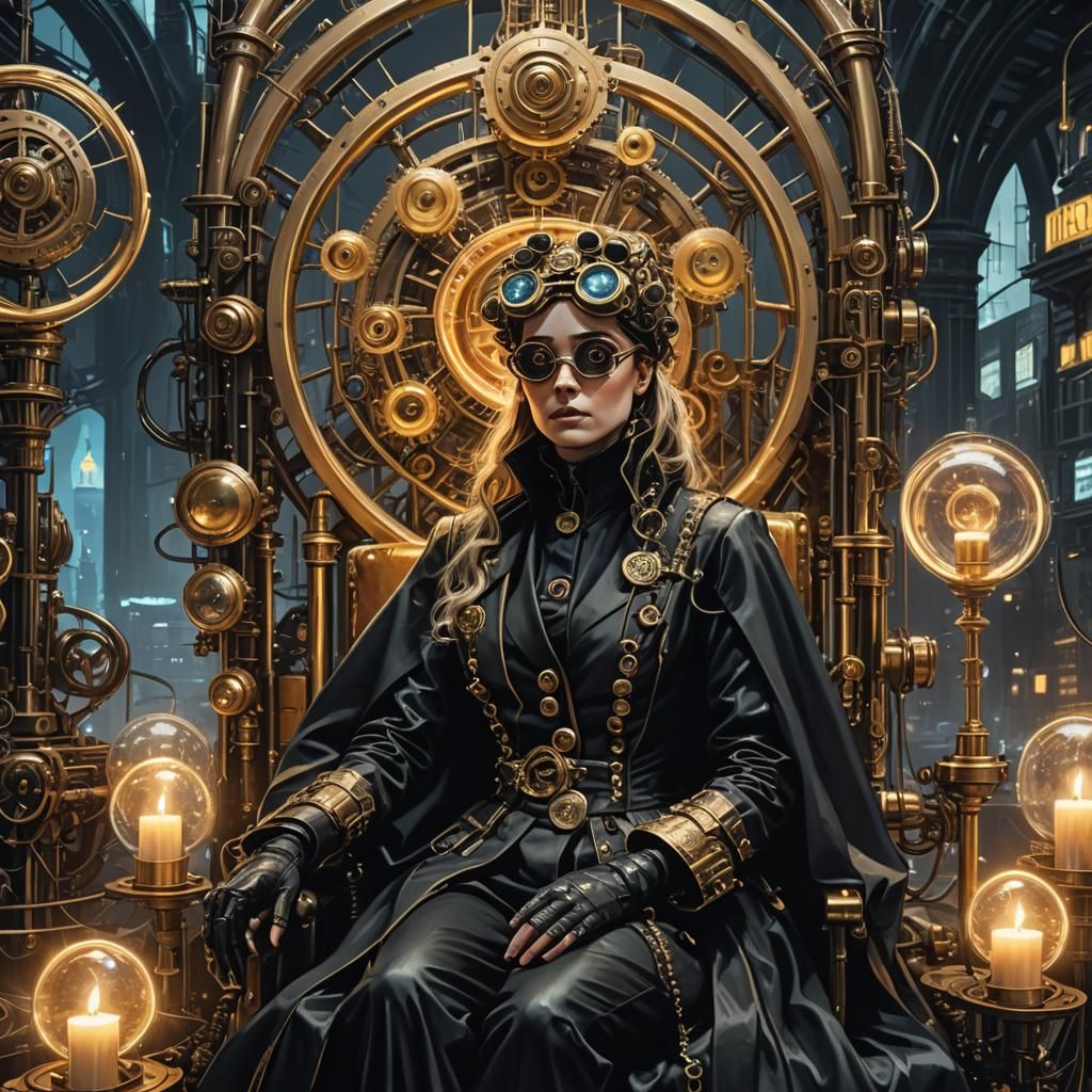 Steampunk Queen of Cyberpunk City: Digital Art