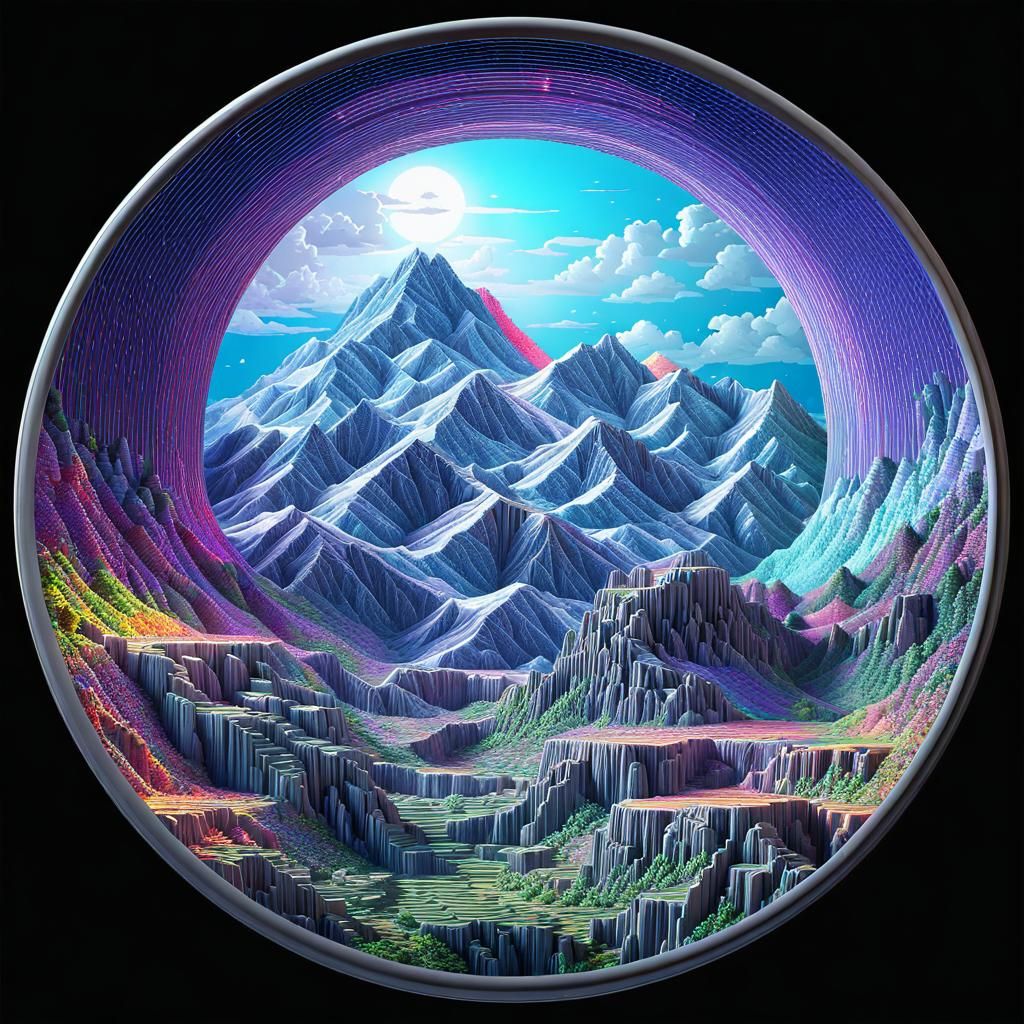 Vivid 8-bit Pixel Drawing of a Surreal Landscape