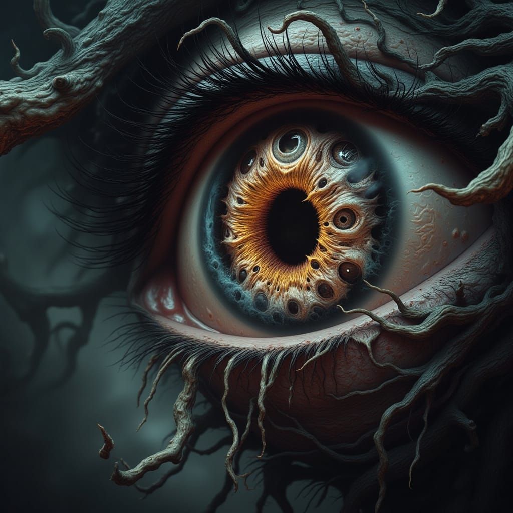 Fractal Men Trapped in Eye Concept Art