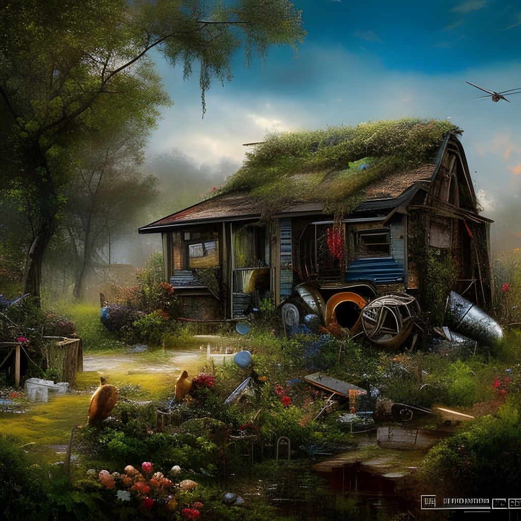 Post-Apocalyptic Village in Isometric Digital Art