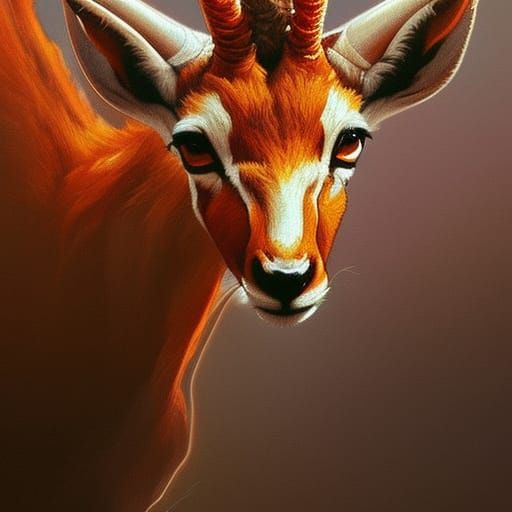 Antelope Portrait with Flaming Forest Background