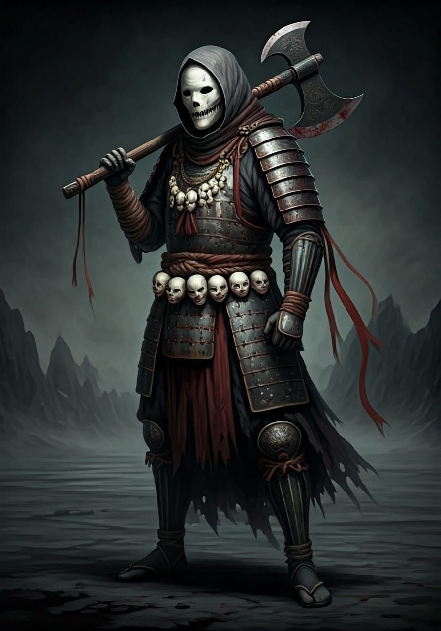 Eerie Hitokiri Executioner in Gothic Horror Style