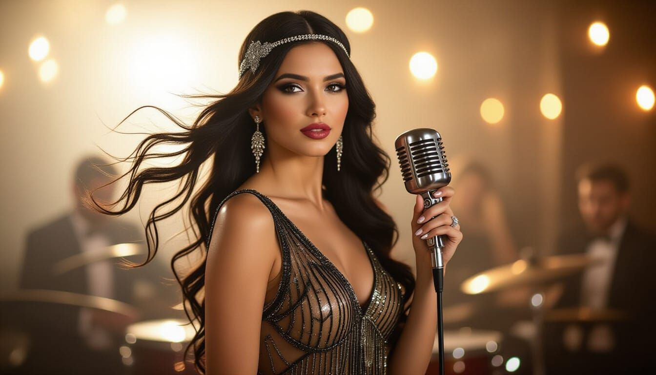 Jazz Singer in Dimly Lit Club