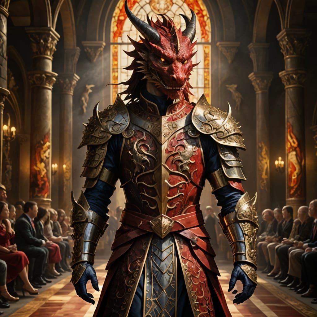 Dragon in Medieval Armor Struts Down Grand Runway