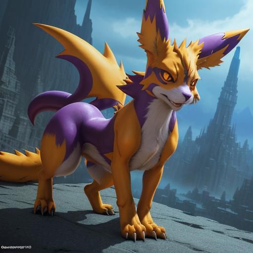 Renamon from Digimon Tamers: Detailed Matte Painting