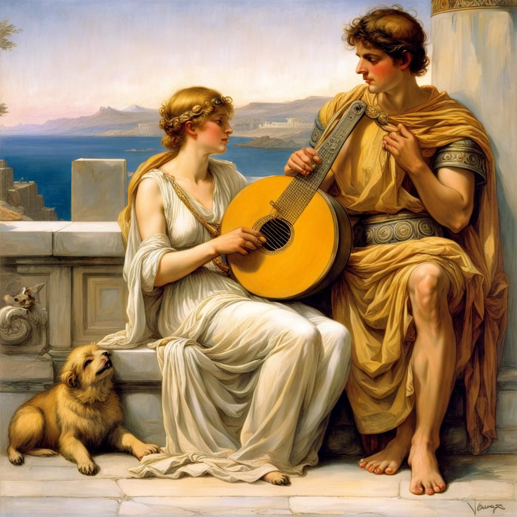 Helen of Troy and Bitcoin in Pre-Raphaelite Style