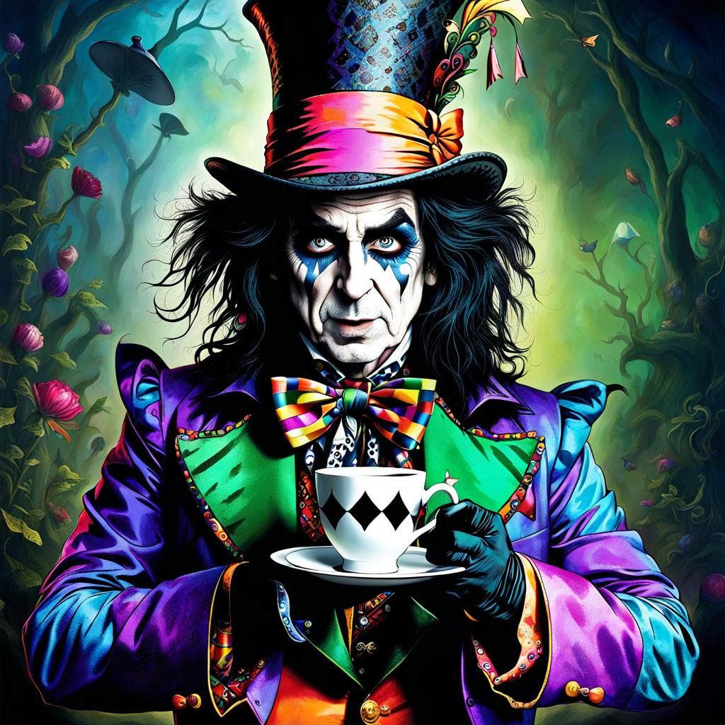 Alice Cooper as Mad Hatter in Wonderland